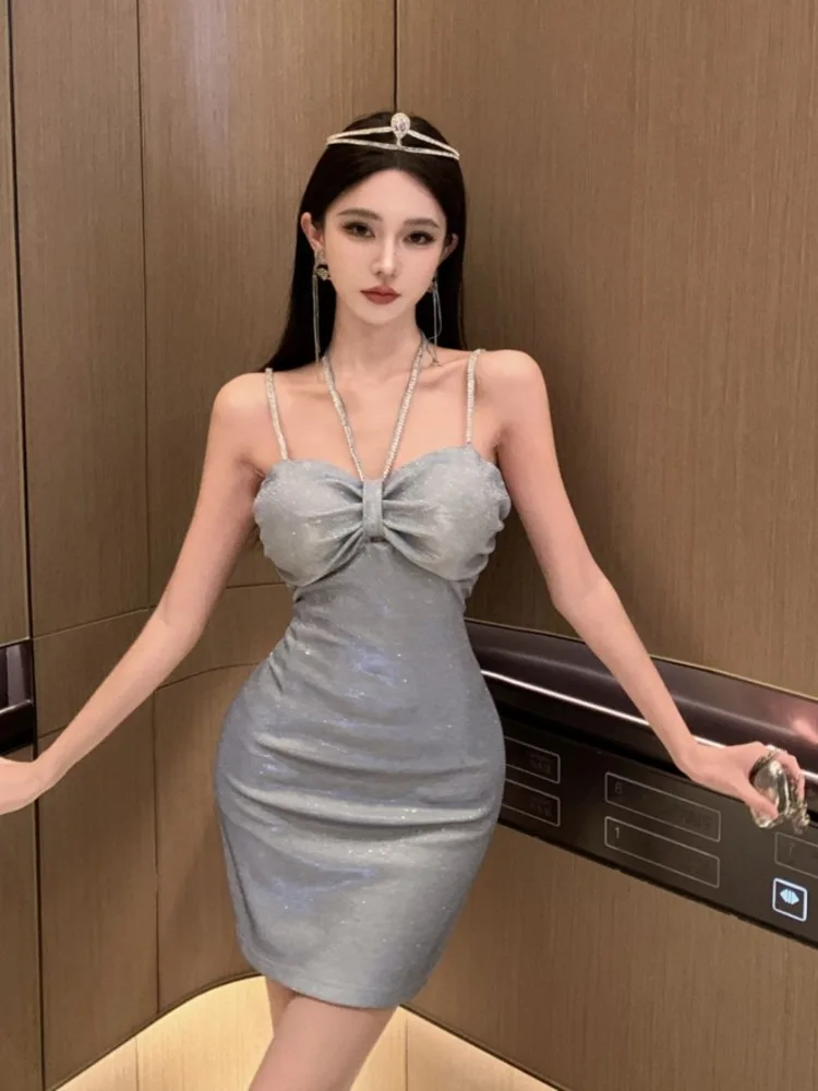 

Women's Sleeveless Slimming Mini Dress Glittering Strapless Sexy Sparkling Club Party Temperament Elegant Dress