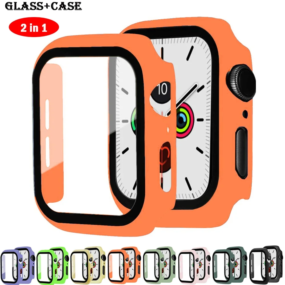 Vidro e Capa para Apple Watch, Bumper Case, Protetor de Tela, Acessórios iWatch 9, 8, 7, 6, 5, 4, 3, 41mm, 45mm, 44mm, 40mm, 38mm, 42mm, 3 blocos