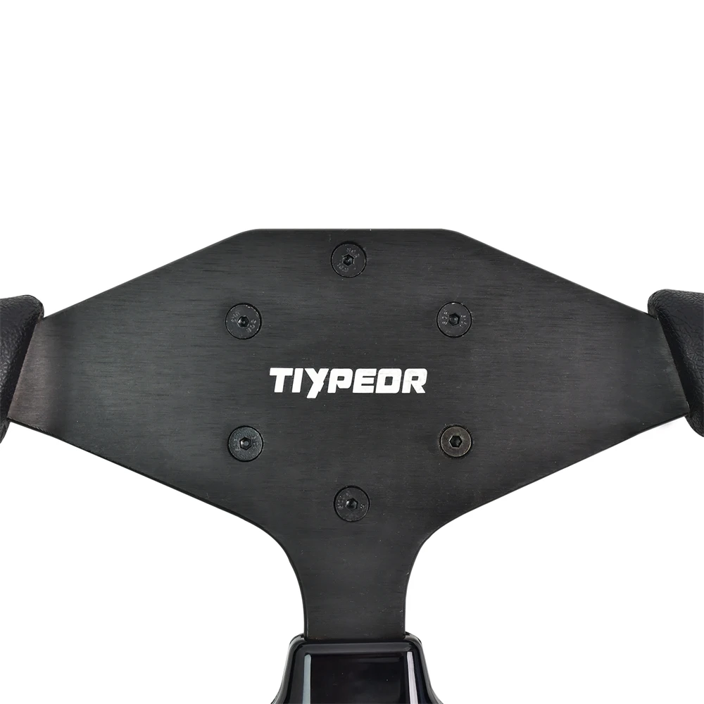 TIYPEOR D-shaped Opening Racing Steering Wheels Black And Red Leather Sports Classic Steering Wheel with Black Spoke