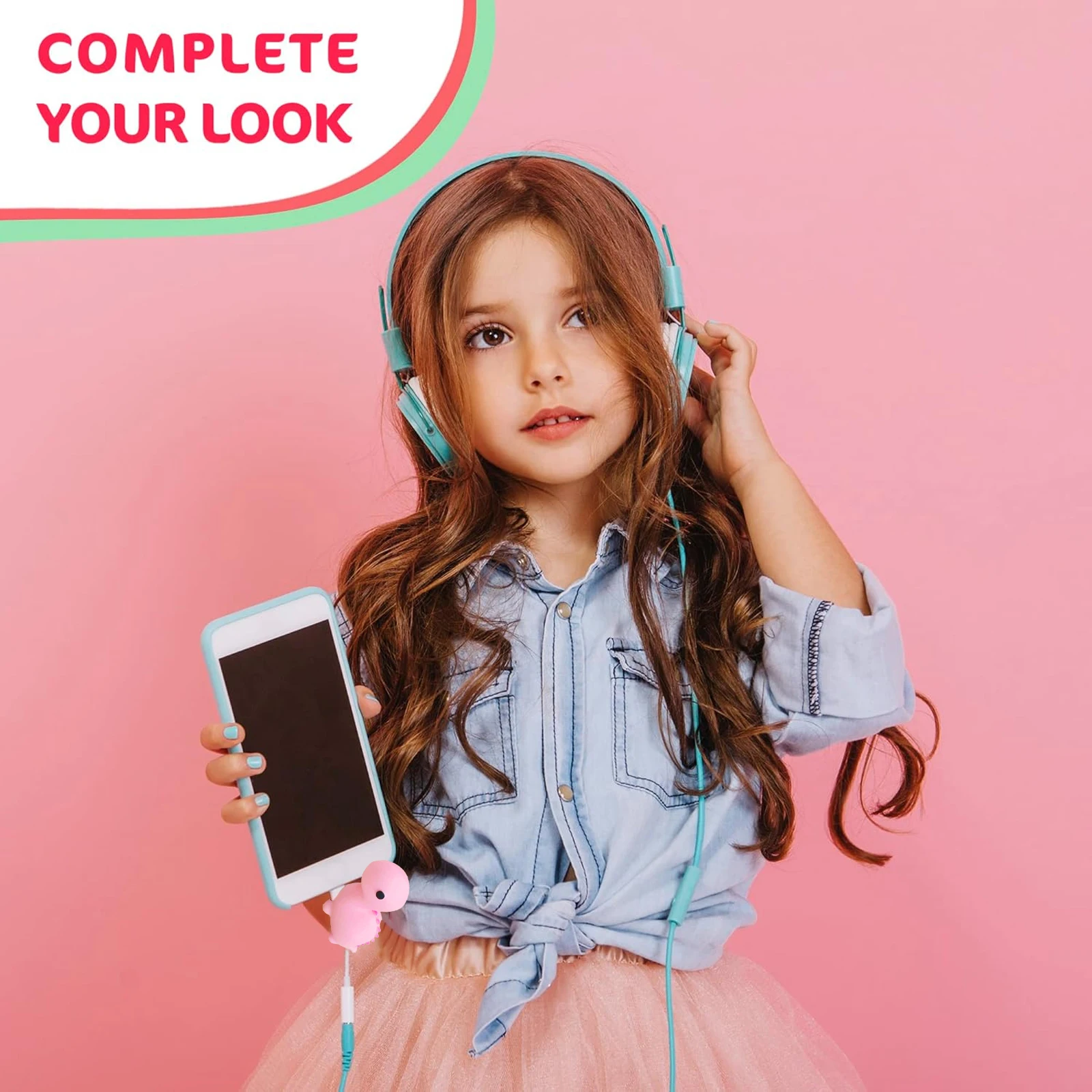 1pc Cute Pink & Green Dinosaur -C/Lightning Cable Protector - Anti-Break Charging Cord Saver, Adapter Compatible for IPhone IPad