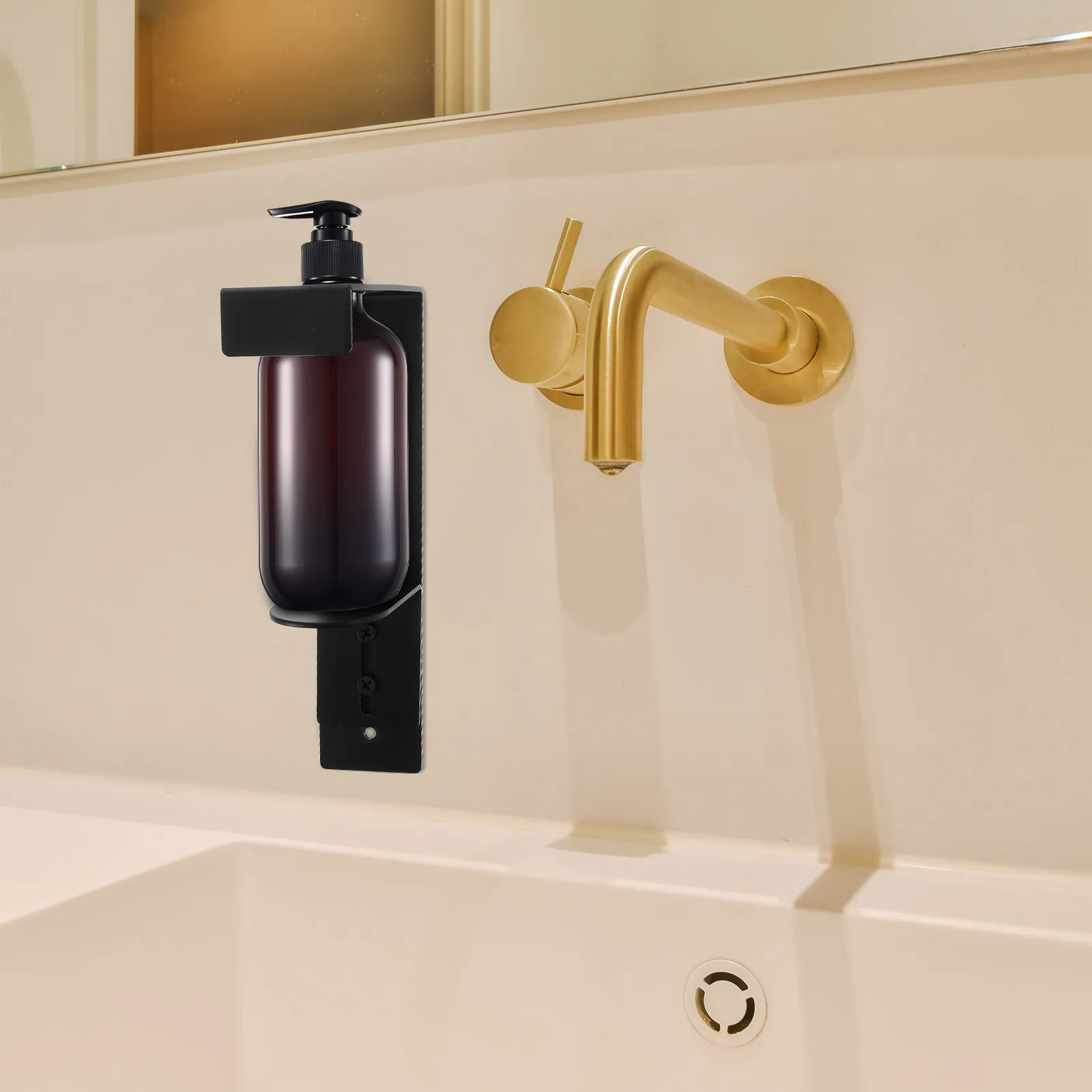 

2Pcs Rust Resistant Stainless Steel Wall Mount Soap Holder Pump Bottle Stand Lotion Dispenser Holder Shower Gel Rack Bathroom