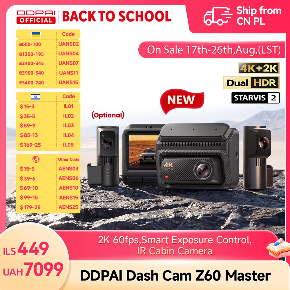 DDPAI Z60Master Câmera Veicular 4K Dupla GPS