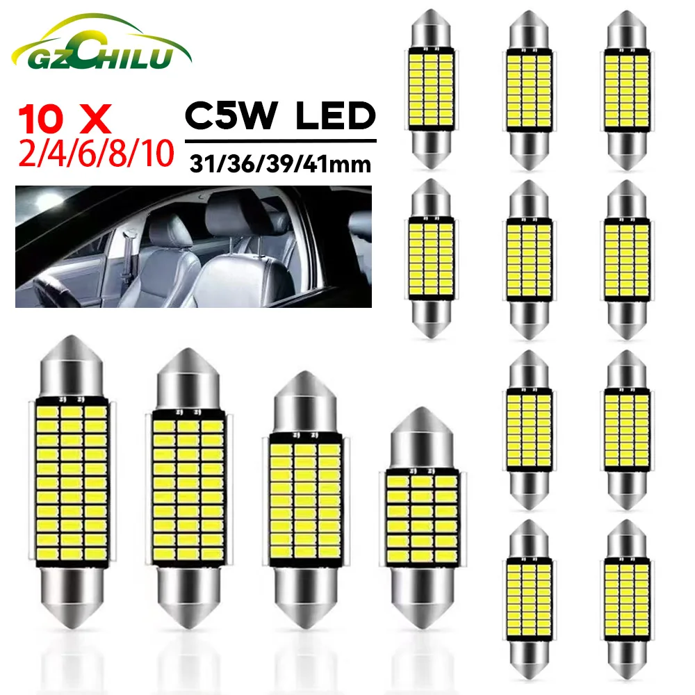 10pcs C5W C10W Canbus Festoon 31363941mm Super Bright LED Bulbs for Car Interior Dome Reading Light License Plate Lamp