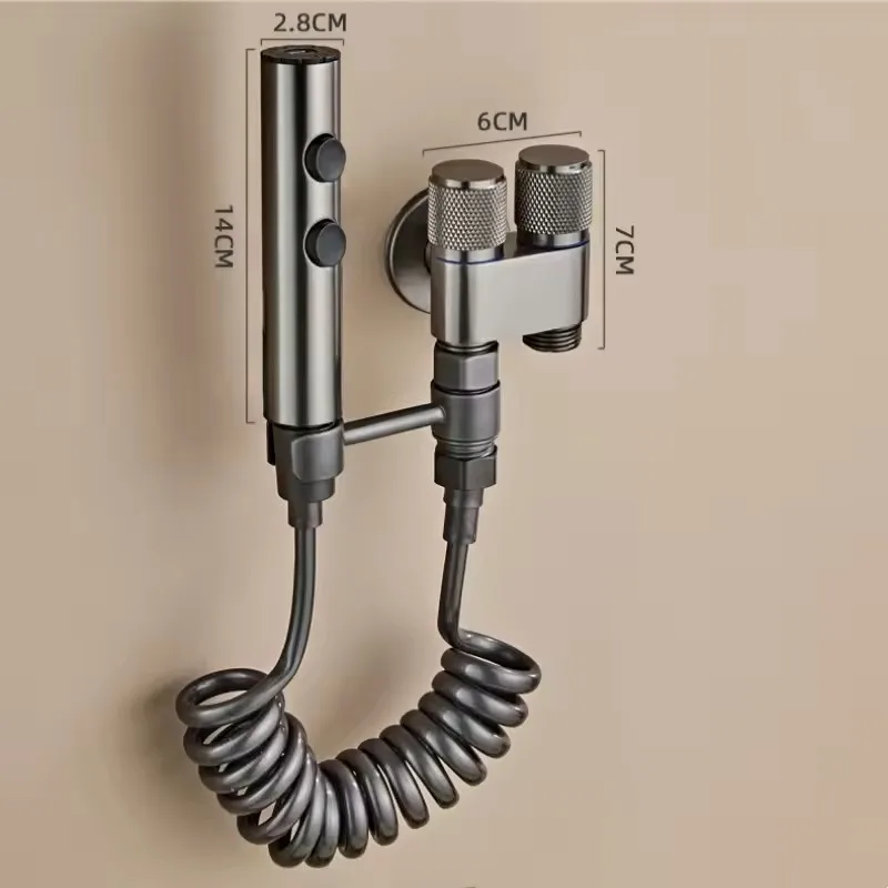 Handheld Toilet Sprayer Two Modes Spray Gun Shower Head Three Way Angle Valve One In Two Out Bathroom Bidet Cleaning Accessories