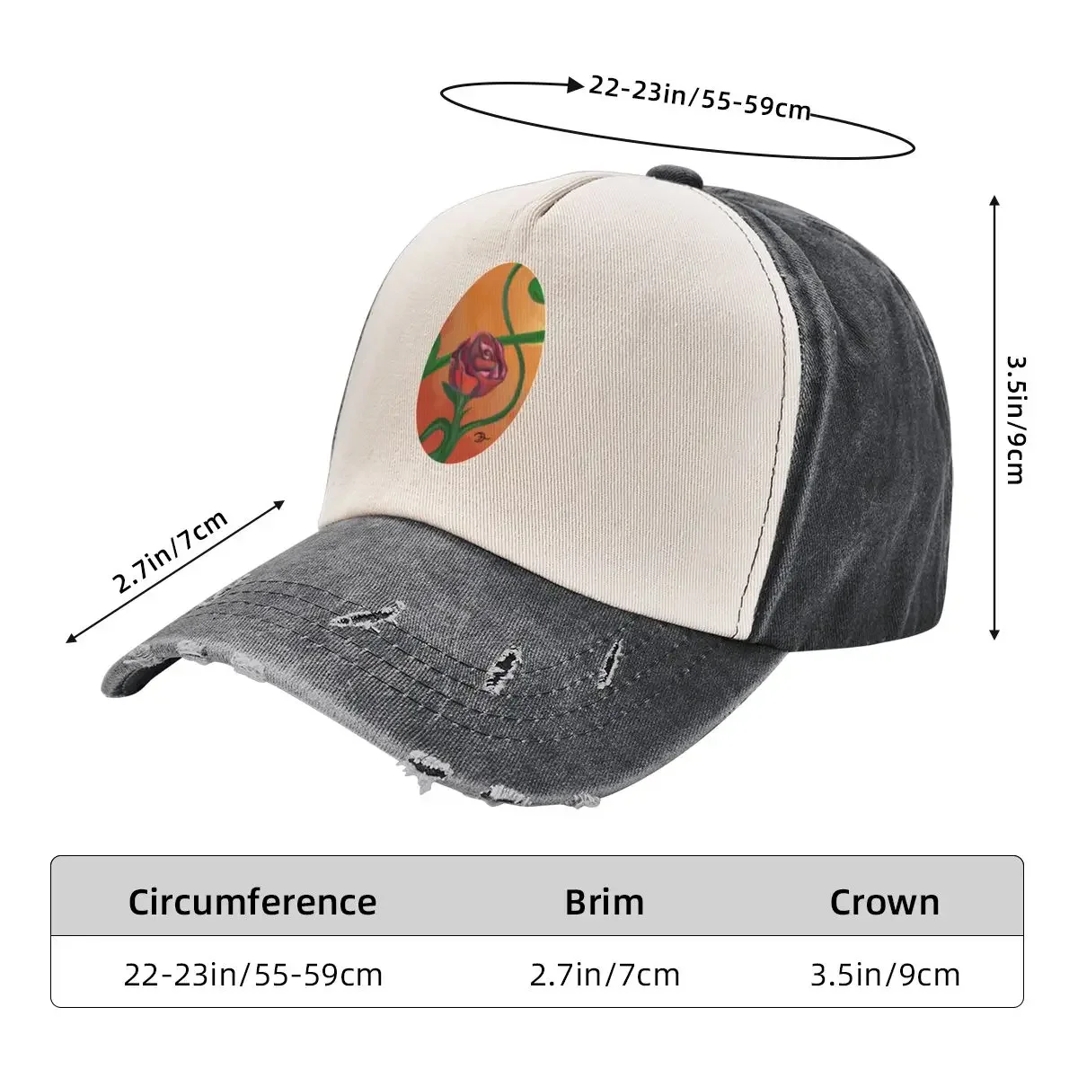 Rose vineCap Baseball Cap Sports Cap Big Size Hat For Girls Men's