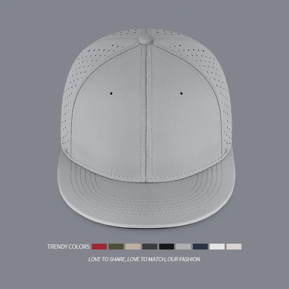 Topi bisbol pria tertutup penuh kualitas tinggi, topi Trucker Solid 6 panel tembus udara lidah datar elastis