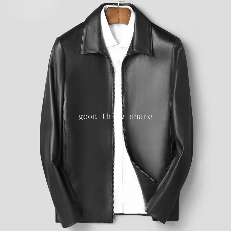 

Genuine Leather Jacket Men's Spring and Autumn New Sheepskin Short Lapels Genuine Leather Clothes Men's Coat Thin