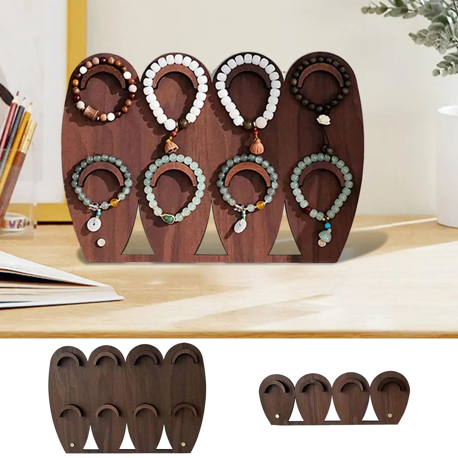 Bracelet Holder Organizer Wooden Multi-Hole Jewelry Organizer Display Rustic Storage Rack Decorative Space Saving Home Decor For