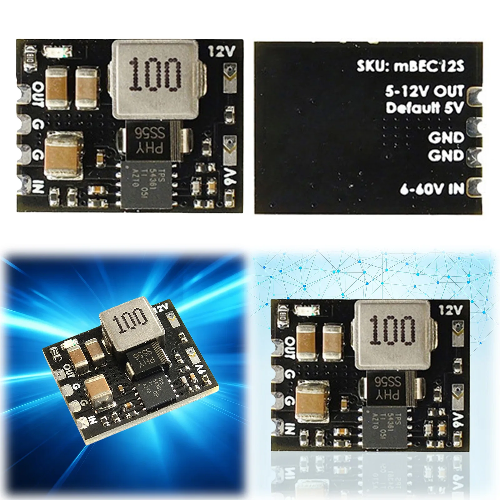 Micro BEC 6-60V To 5/9/12V Adjustable BEC Module for RC Racing Quadcopter Step-Down BEC Module Overcurrent Overheat Protection
