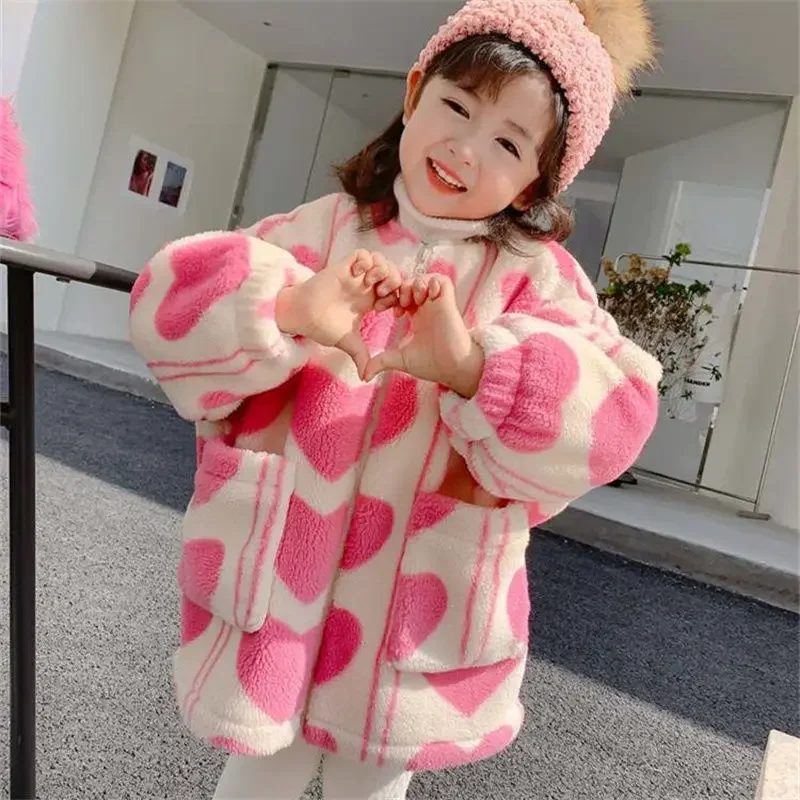 

Children Clothing 2024 Autumn Winter Girl Lamb Wool Coat New Fashion Baby Girl Korean Style with Velvet Thick Wool Padded Jacket