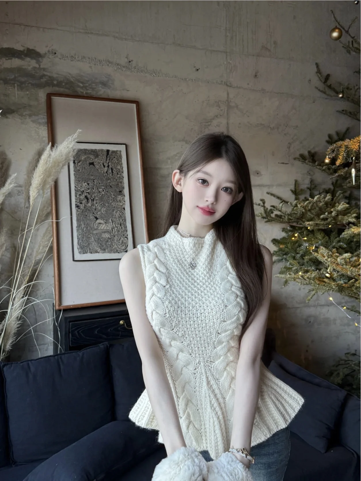 

Корейский Sle Summer ort Sve Вязаный жилет Женский милый шикарный базовый слой Топ с рюшами Дизайн Svel Slim Fit Base L...