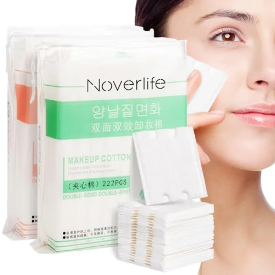 444PCS Square Cotton Pads for Face Ultra Soft LintFree Textured Facial Eye Makeup Remover Pads Face Pads Cleansing Cotton Squar