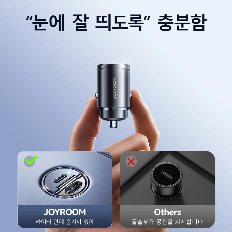 Joyroom 30W แหวนดึงที่ชาร์จแบตในรถ USB Type-C พอร์ตเร็วคู่ชาร์จเร็วโทรศัพท์ในรถยนต์ขนาดเล็กอุปกรณ์เสริมรถยนต์อะแดปเตอร์ชาร์จในรถยนต์ PD QC