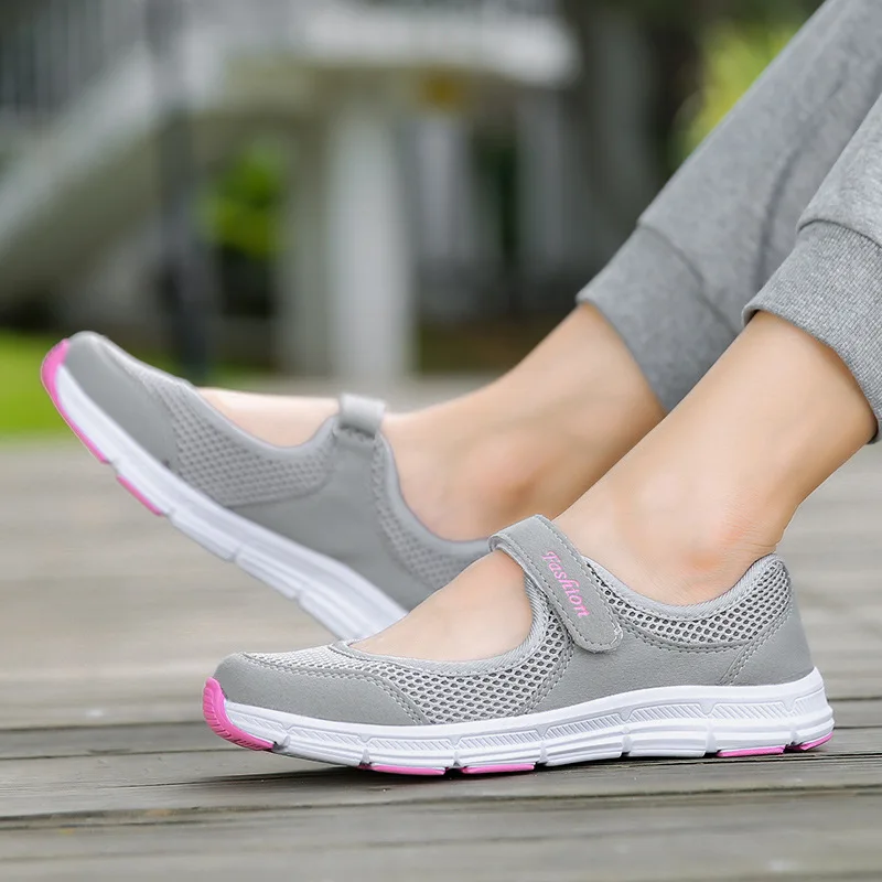 2022 Summer Breathable Women Sneakers Healthy Walking Mary Jane Shoes Sporty Mesh Sport Running Mother Gift Light Flats 35-42