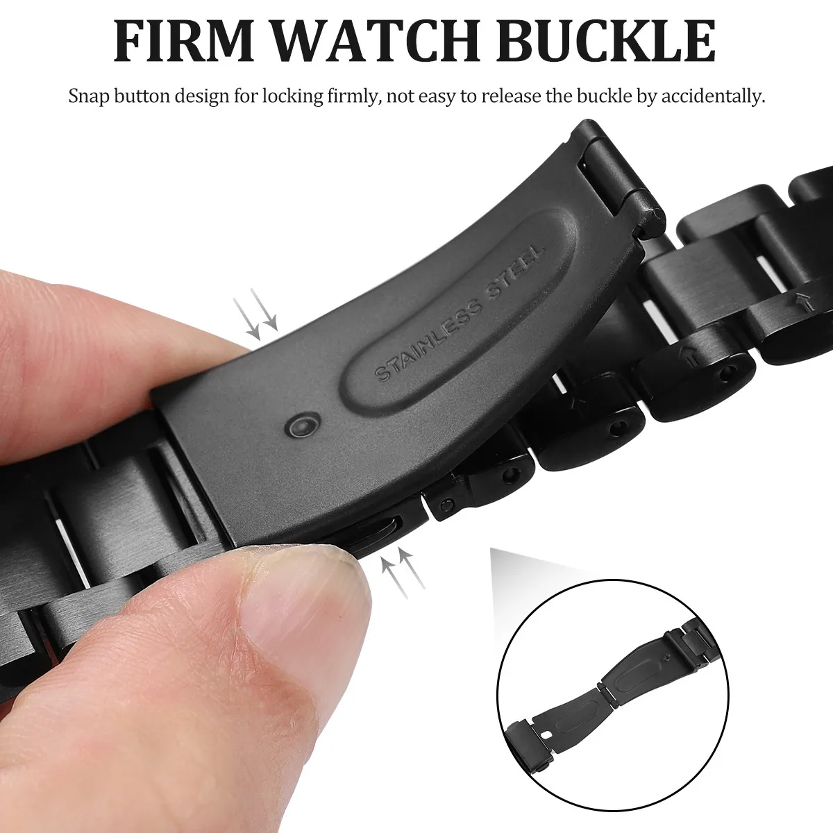 20mm Stainless Steel Watch Band Replacement Strap for Men Women Sweat Resistant Comfortable Wristband