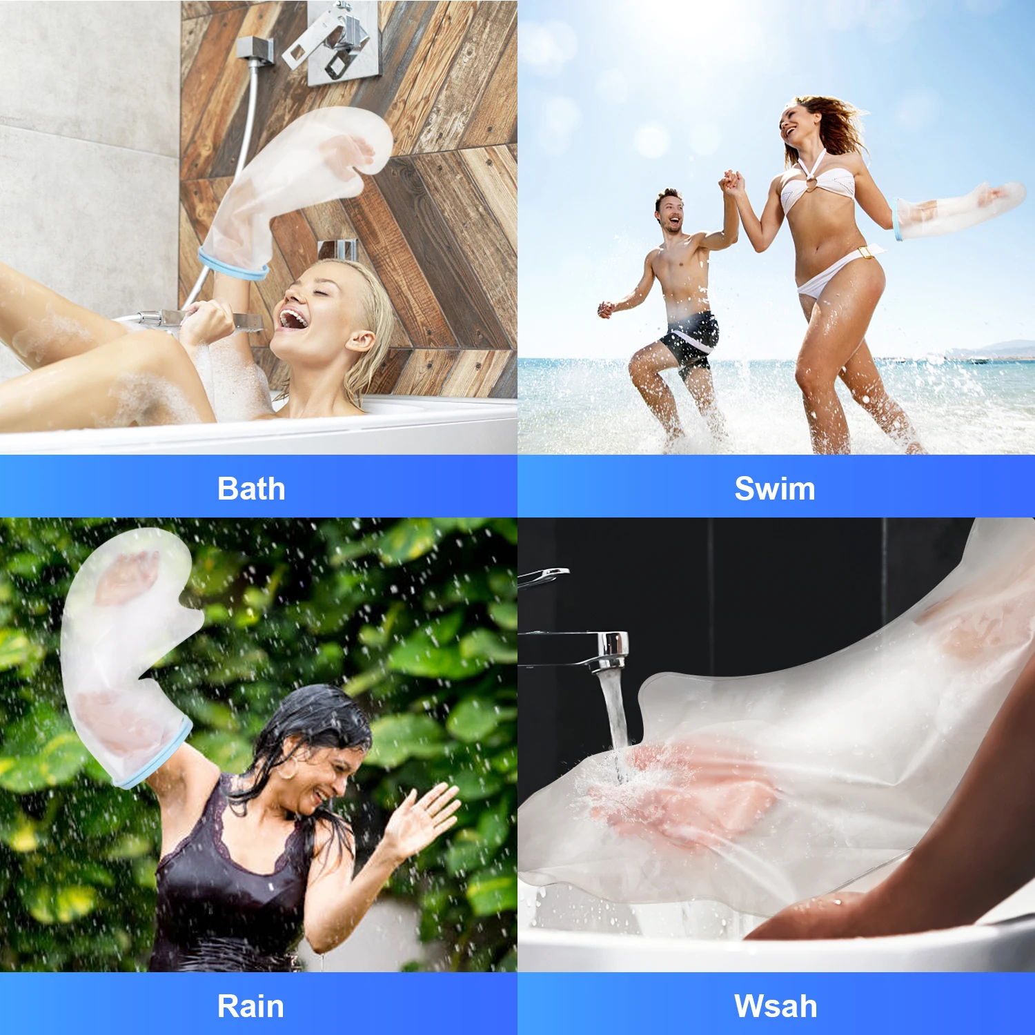 

1pc Arm Shower Cover Adult Waterproof Sealed Cast Bandage Protector Wound Fracture Leg Foot Palm Bath Protective Ring Sleeve