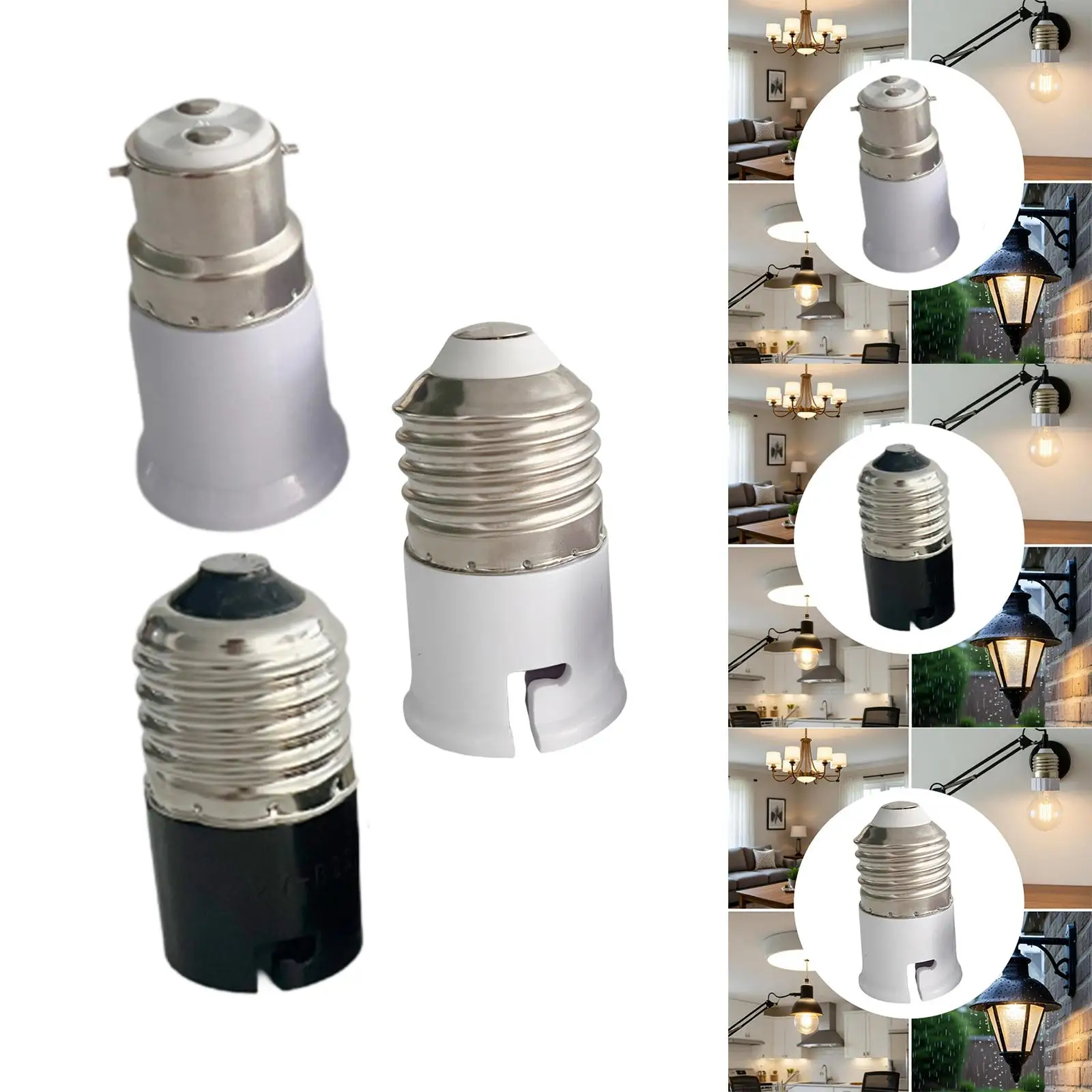 E27 to B22 Light Bulb Adapter Converter Base PP Construction Bulb Converter for Light Fixture Conversion