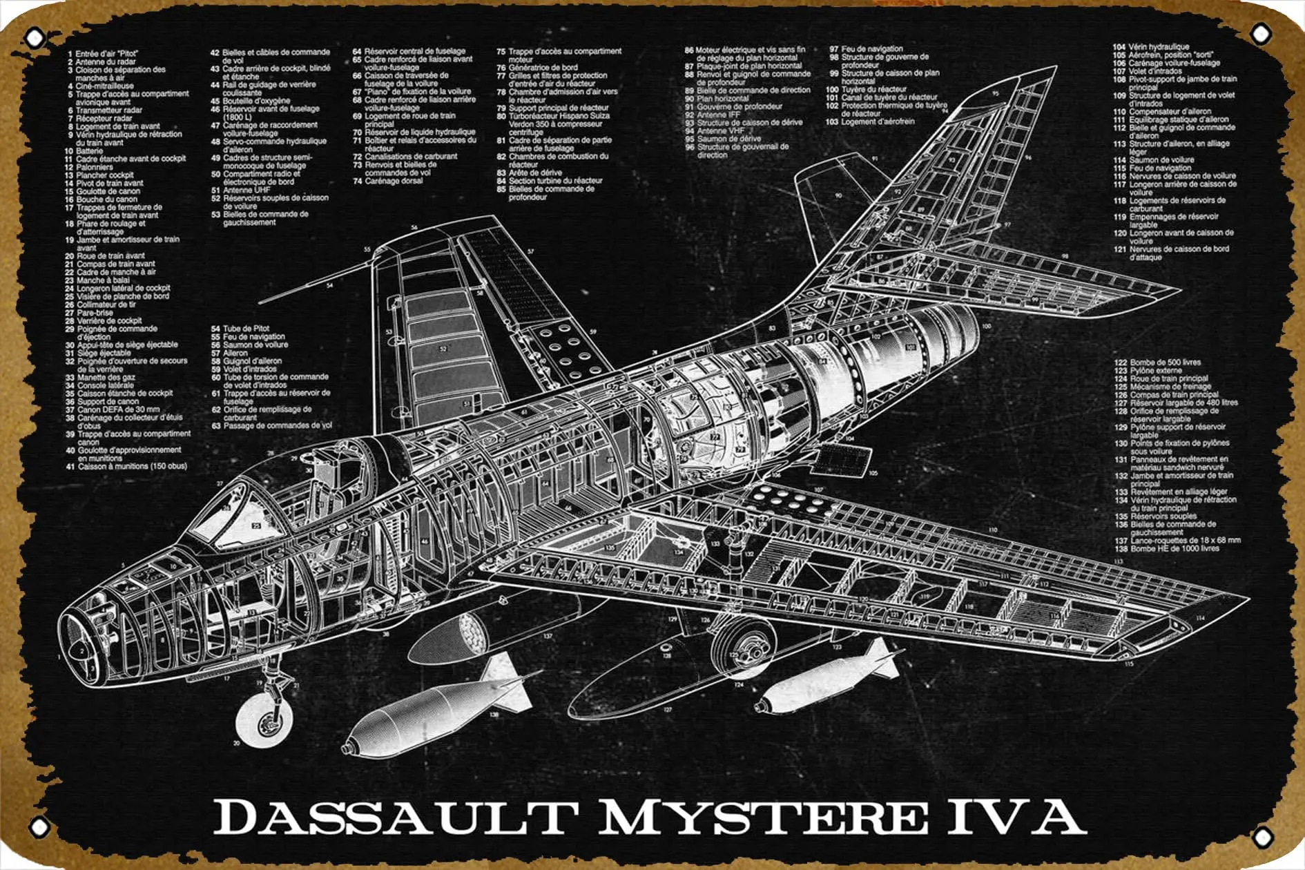 Dassault Mystere IVA Plaque Poster Metal Tin Sign 8