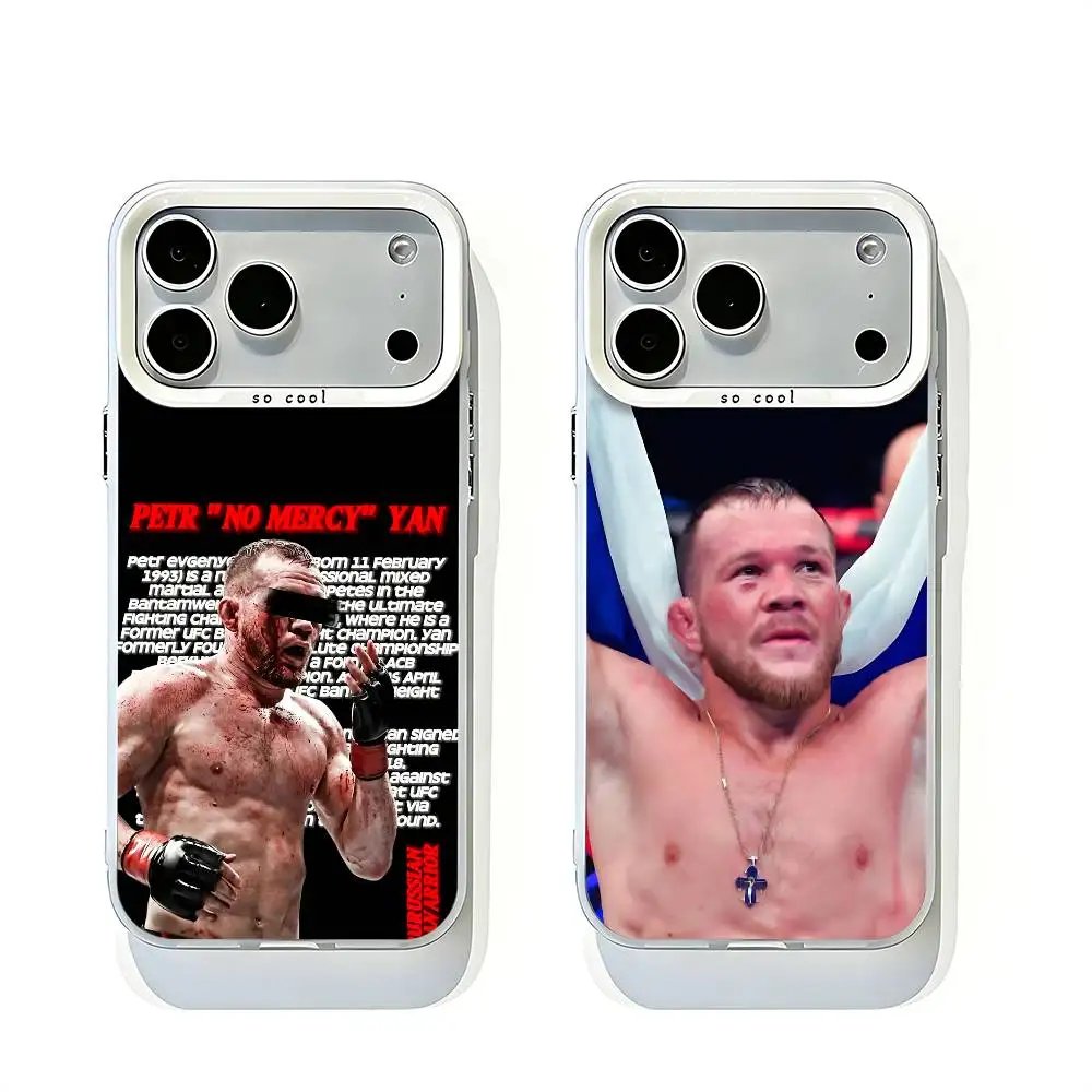 

P-Petr Y-Yan Fight Vintage White Matte Large Lens Frame Cover For iPhone 12 11 14 13 17 16 15 Pro Max Mini Plus E