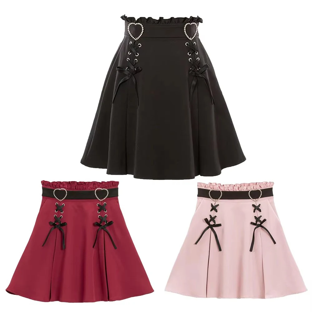 Jirai Kei Skirt Japanese Cosplay Dark Skirt Cute Mine Style Dress Red Black Pink Kawaii Y2K Kawaii Sweet Girly Halloween Costume