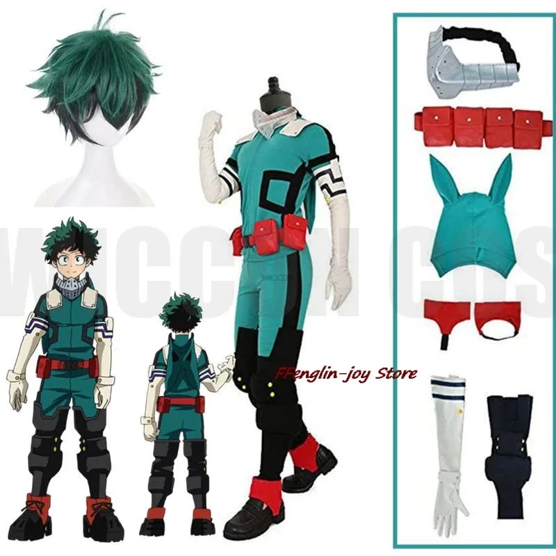 Kostum Cosplay Izuku Deku Battle Academia Unisex Set Wig Rambut Anime Ukuran XXXL 2025 yiyi Hero Midoriya