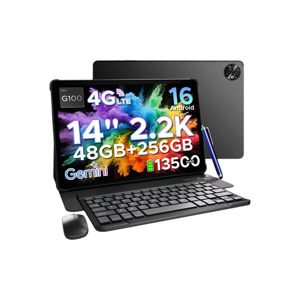 DOOGEE Tab E3 Max 2-IN-1 Tablet-PC Android 16 Gemini AI 14'' 2.2K Display 48GB(8+40) RAM 256GB ROM 13500mAh Akku Smart Pads