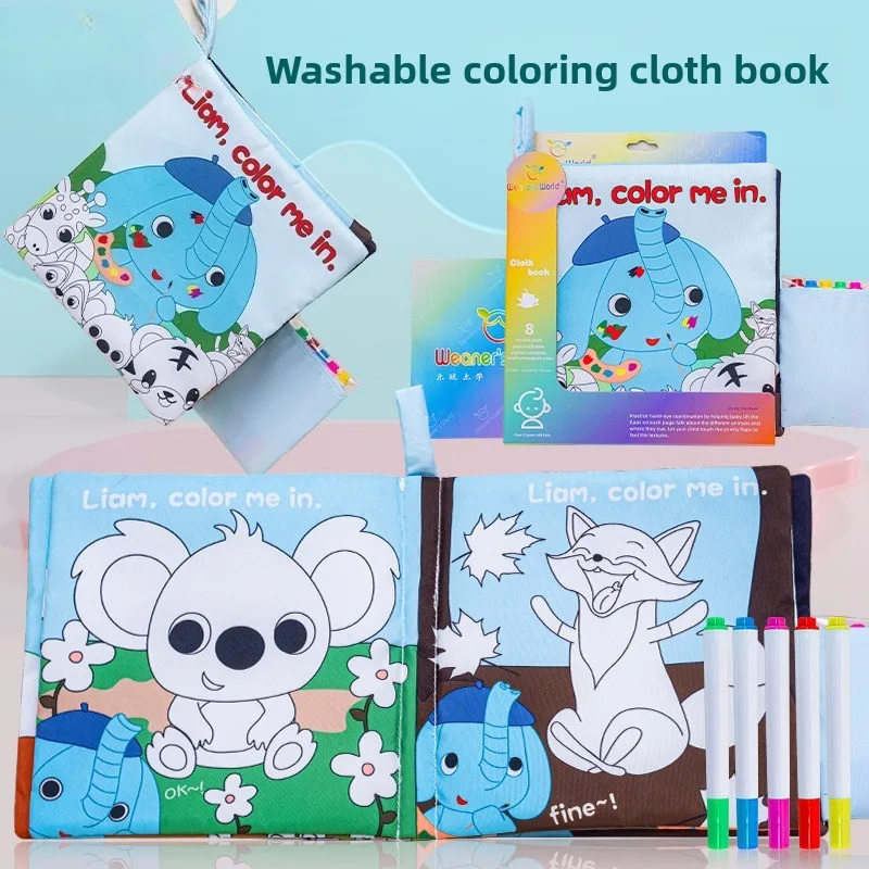 

Washable Doodle Fabric Book Parent Child Interactive Toy Reusable Wipe Creative Drawing Educational Learning Play