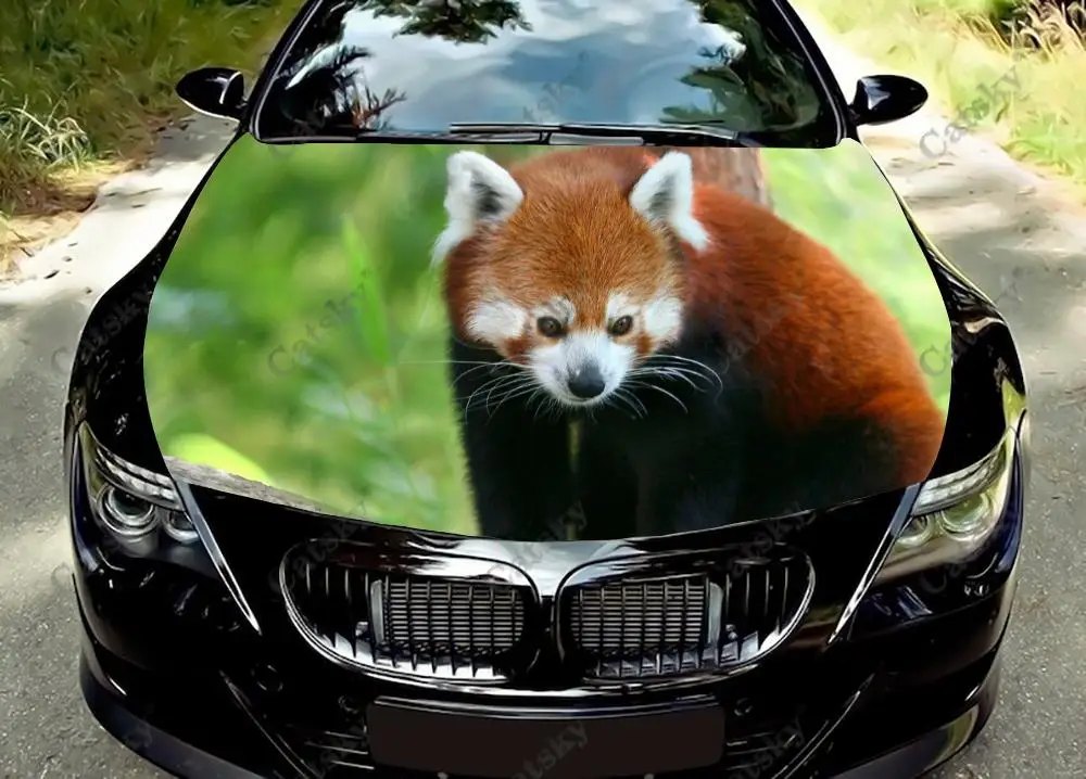 Animal Red Panda Custom Car Hood Vinyl Stickers Wrap Vinyl Film Engine Cover Decals Sticker Universal Car Hood Protective Film