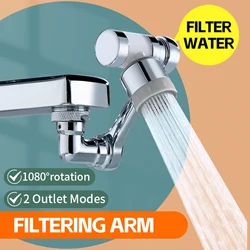 Universal Metal 1080° Rotation Faucet Extender with Filter Tap Aerator 2 Modes Splash Basin Swivel Robotic Arm Faucets Extender