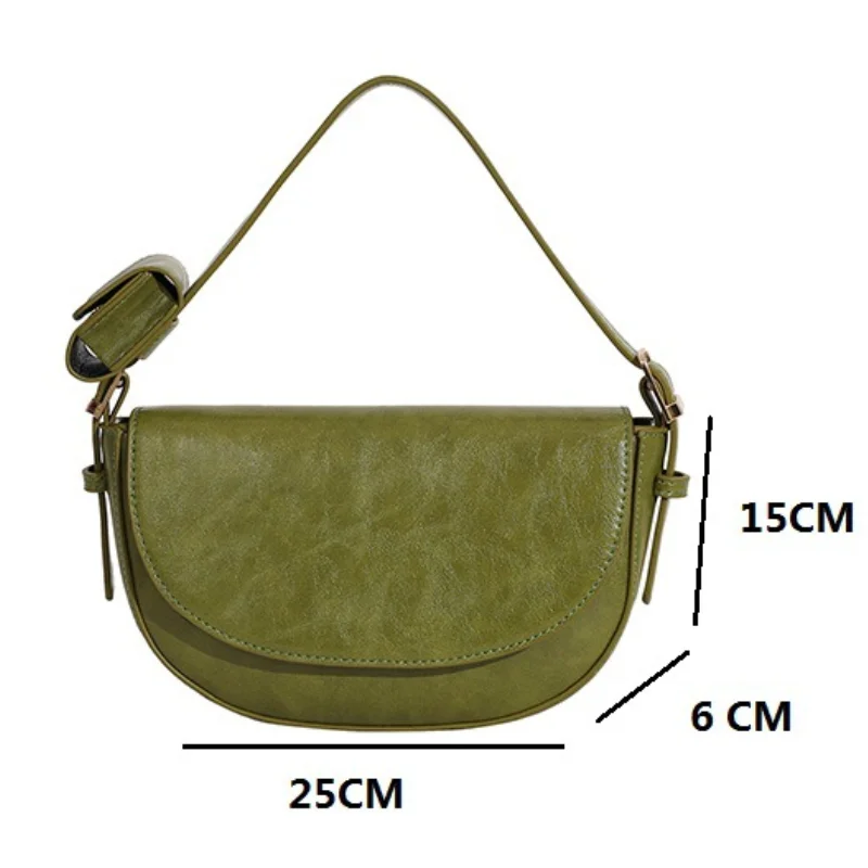 Ladies Commuter Retro Bags New Green PU Leather Crossbody Bags Fashion Women\'s Shoulder Bags Small Flap Handbags with Purses