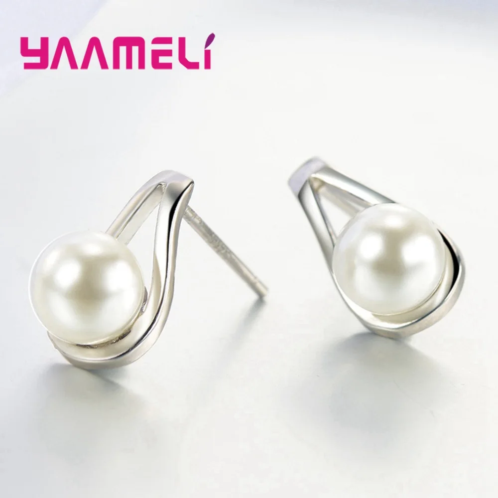 

Elegance 925 Sterling Silver Freshwater Pearl Stud Earrings For Women Gifts Wedding Party Fashion Jewelry Gifts Accessory