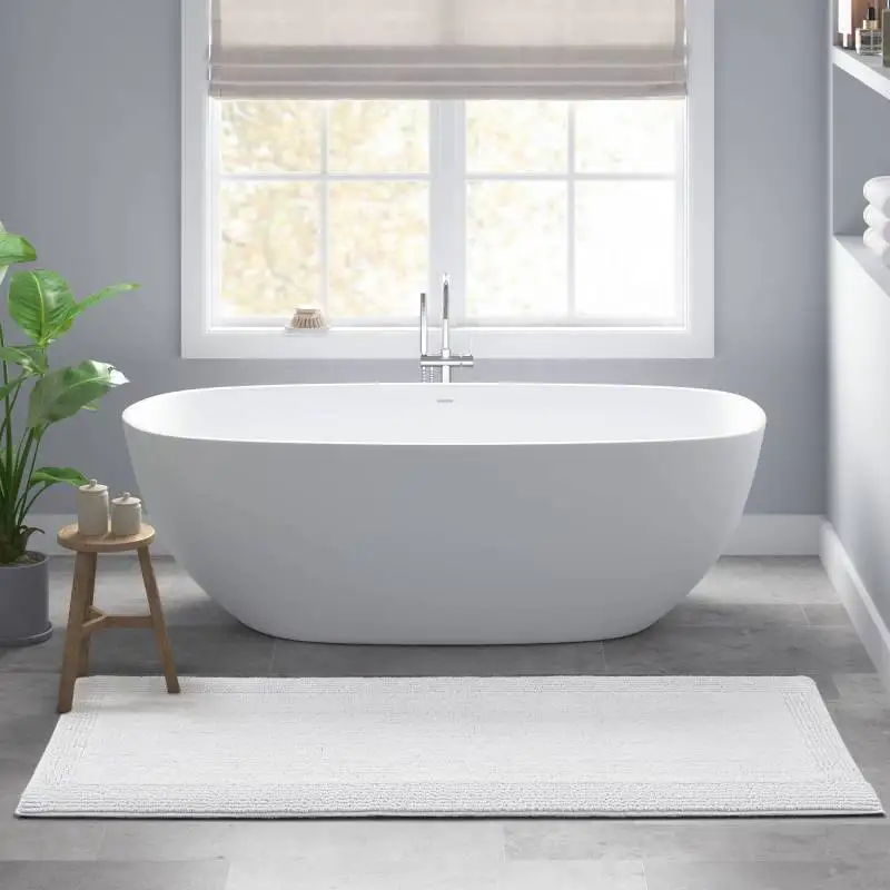 

1 шт. 24x60, 100% хлопок, тафтинговый, 3000 GSM, двусторонний коврик для ванной, белый