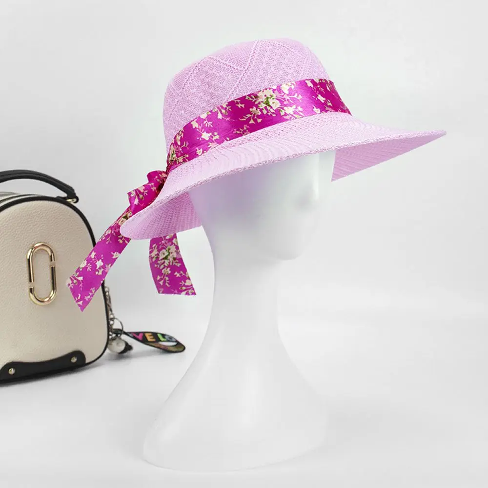 

Flat Top Breathable with Wind Lanyard Fisherman Hats Visor Hats UV Protection Straw Hats Women Sun Hat Beach Cap Wide Brim