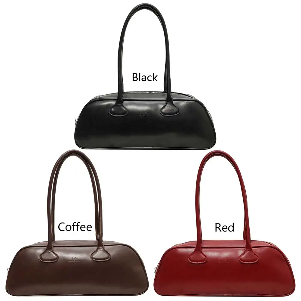 Women Vintage Armpit Bags Large Capacity PU Leather Retro Commuting Bag Solid Color Trendy Shopping Bag Single Shoulder Bag