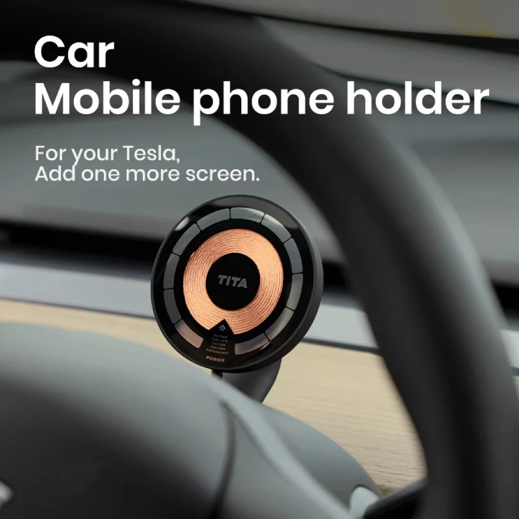 حامل هاتف سريع لاسلكي للسيارة مغناطيسي قوي لطراز Tesla Y Model 3 Highland 3 مع 360 درجة ° حامل الهاتف الدوران #1