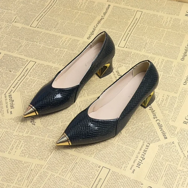 

Spring and Autumn Women's Simple Elegant and Soft High-heeled Shoes Pointed Fashion Low-top Women Single Shoes Zapatos Mujer