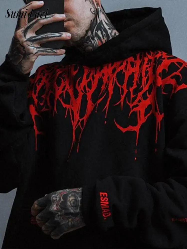 

Streetwear Men's Hoodie Hip Hop Oversize Clothing Men Fashion Long Sleeve Drawstring Hooded Sweatshirts Casual Men Loose Hoodies