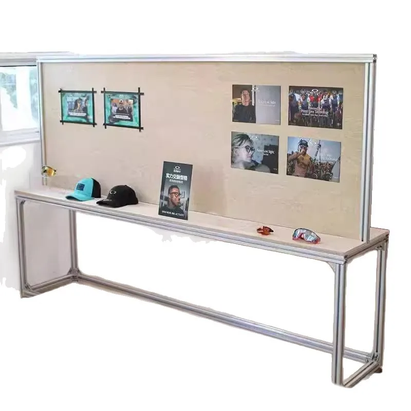 

Aluminum profile multi-layer solid wood marine panel shelf designer display stand