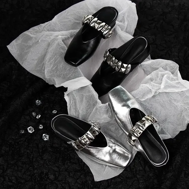 

Summer Crystal Women Flats Slippers Luxury Square Toe Mules Shoes Designer Slingback Sandals Home Shoes Walking Zapatillas