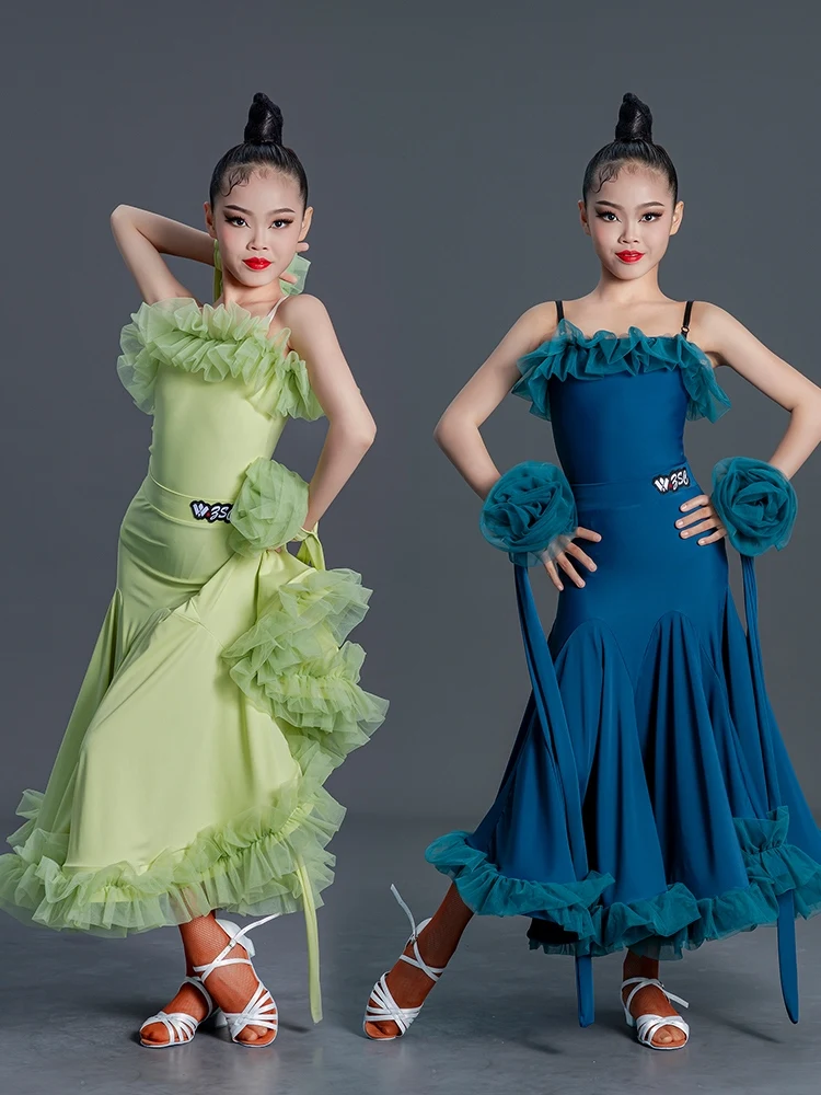 Modern Dance Dress For Girls 2024 Children National Standard Dance Waltz Clothes Professional Ballroom Competition Dress DN17159