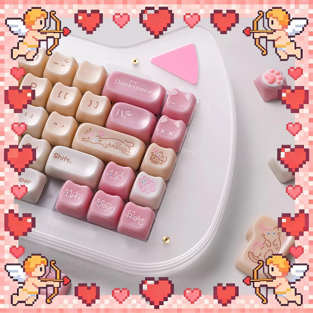 XVX Candy Cat PC Keycaps Light Transmission Keycap Screen Printing Process MAO Height Keyboard Keycaps Customized PC Gifts