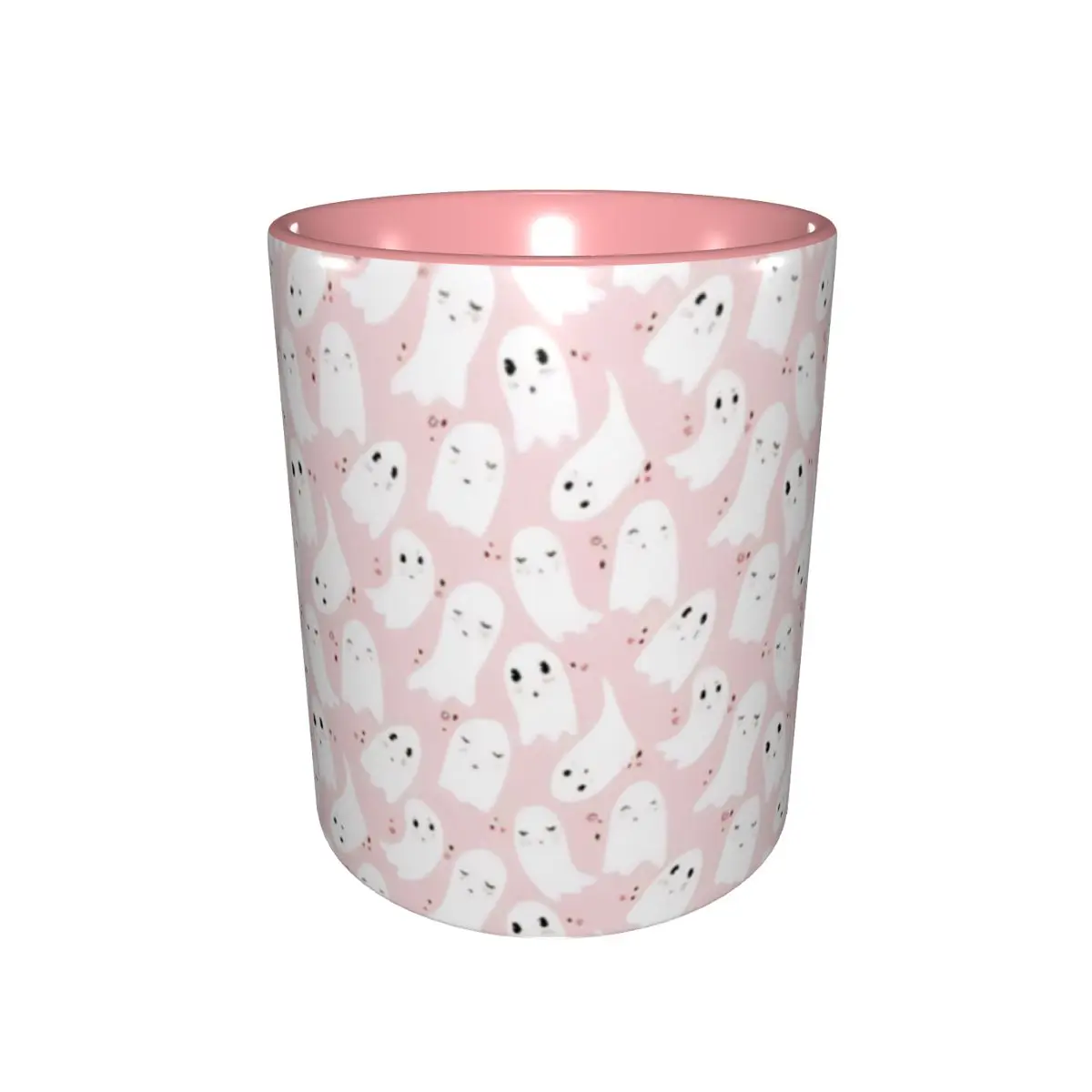 2025 Cute Ghost Floating Halloween Merch Mug Funny Pink Coquette Ghost Tea Cup