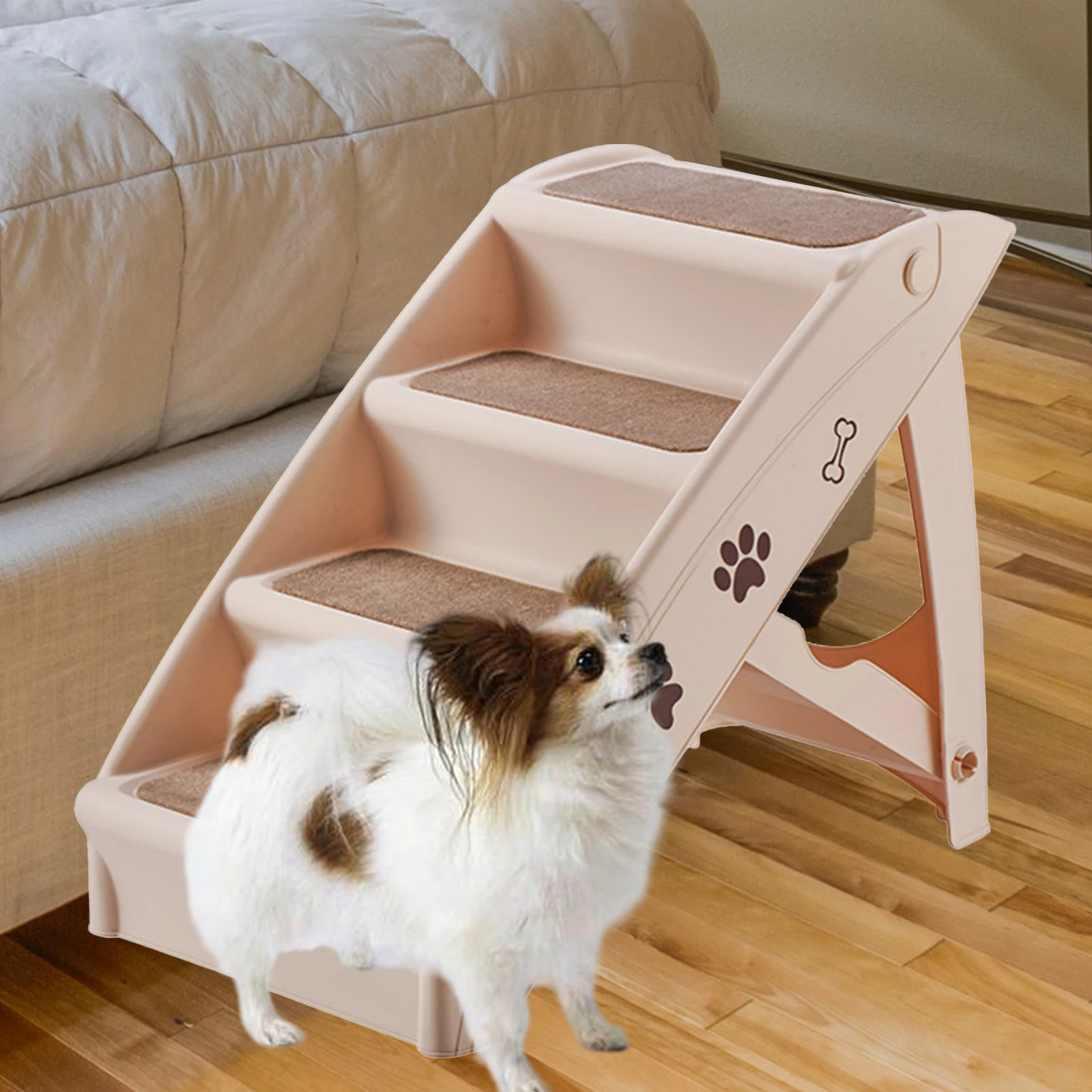 Foldable Dog Stairs Steps Pet Ladder Kitten Kitty Non Slip Platform Puppy Climbing Cat Ramp for Tall Bed Car Couch Sofa Play