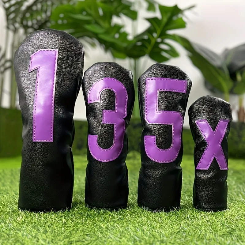 

High quality black and purple golf club head covers, golf accessories, dust-proof and durable, can better protect the ball head