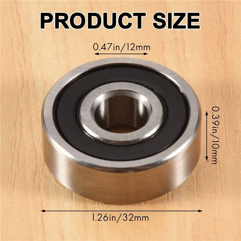 DT17 3X 6201RS Shielded Deep for Groove Ball Bearing 32mm x 12mm x 10mm Carbon Steel Rubber Sealed for Skateboard