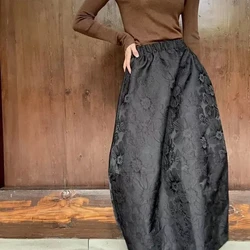 2024 Summer Casual Women's Clothing Vintage All-match New Chinese Style Flower Bud Skirt Vintage Fashion All-match Chic Skirts