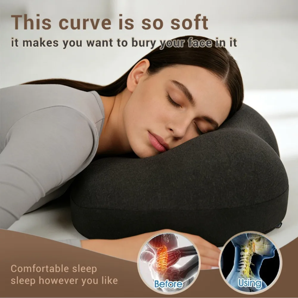 Side Sleep Arm Pillow Butt Shape Neck Support Memory Foam Cervical Pillow No Pressure Hand Rest Removable Washable Cover