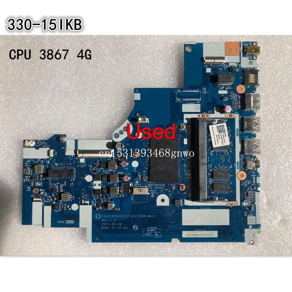 

Used For Lenovo Ideapad 330-15IKB Laptop UMA Motherboard Mainboard CPU 3867U RAM 4G FRU 5B20T83426 5B20T83427