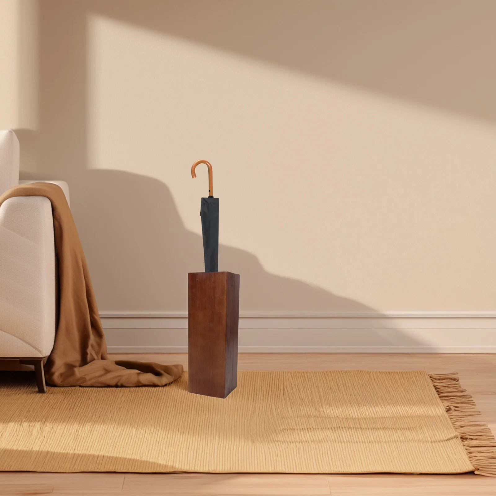 

Vintage Wooden Umbrella Stand Large Capacity Rustic Entryway Organizer Wood Bucket for Office Home Hotel Storage