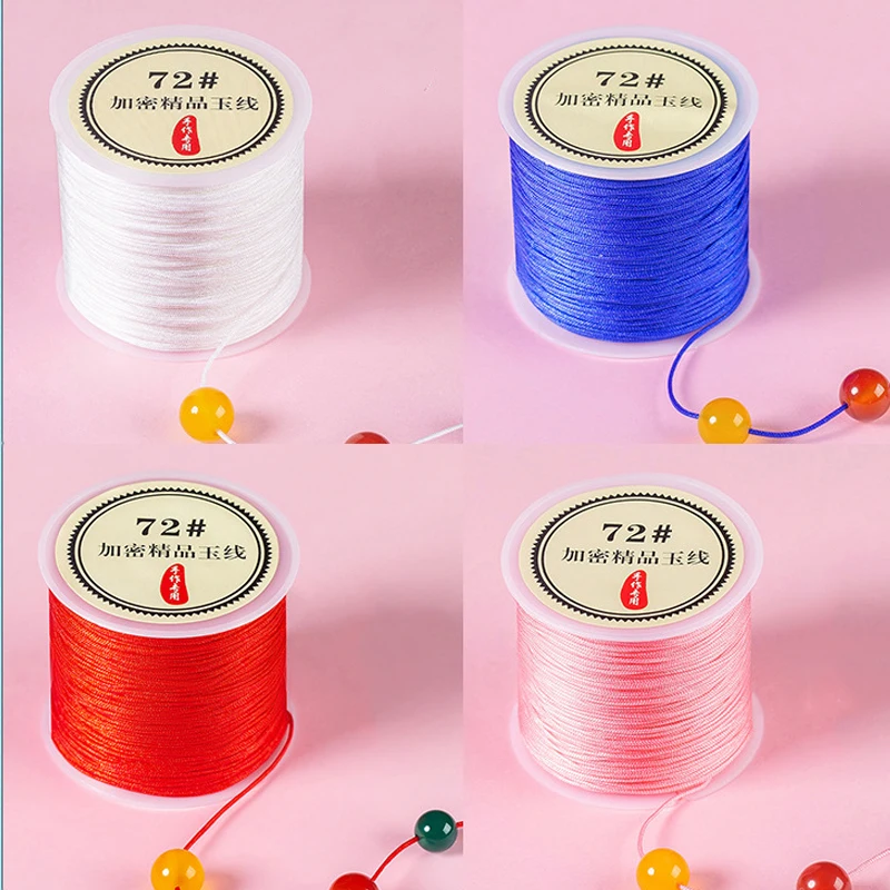 50M/Roll 0.8mm Jewelry Bead Thread Chinese Knot Macrame Cord DIY Bracelet Weaving Making Tassels Accessories